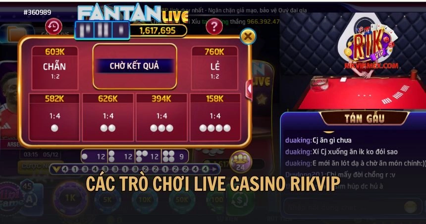 Các trò chơi Live Casino RikVip đang thu hút người chơi