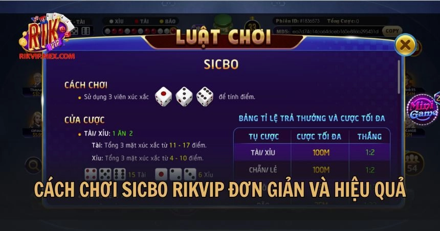 Cách chơi Sicbo Rikvip đơn giản và hiệu quả